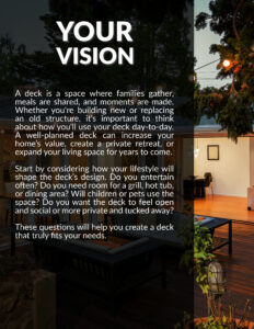 Deck Planning Guide - Page 2 - Tiger Shark Marketing Deck Planning Guide. Page 2 of 10. Titled "Your Vision".